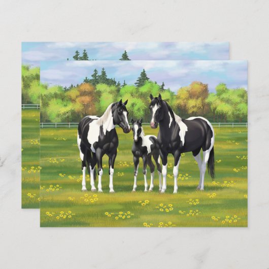 夏の絵を描牧草地の黒いピント四分の馬 (正面/裏面)