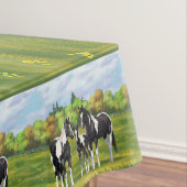 夏の絵を描牧草地の黒いピント四分の馬 テーブルクロス (インサイチュ)