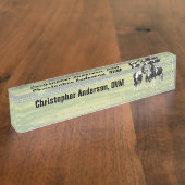 夏の絵を描牧草地の黒いピント四分の馬 デスクネームプレート (側面)