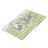 夏の絵を描牧草地の黒いピント四分の馬 ノートパッド (アングル)