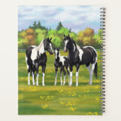 夏の絵を描牧草地の黒いピント四分の馬 プランナー手帳 (裏面)