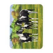 夏の絵を描牧草地の黒いピント四分の馬 マグネット (縦)