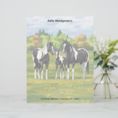 夏の絵を描牧草地の黒いピント四分の馬 レターヘッド (スタンド正面)