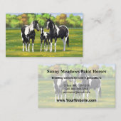 夏の絵を描牧草地の黒いピント四分の馬 名刺 (正面/裏面)