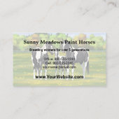 夏の絵を描牧草地の黒いピント四分の馬 名刺 (裏面)