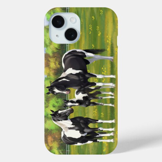 夏の絵を描牧草地の黒いピント四分の馬 Case-Mate iPhoneケース (裏面)