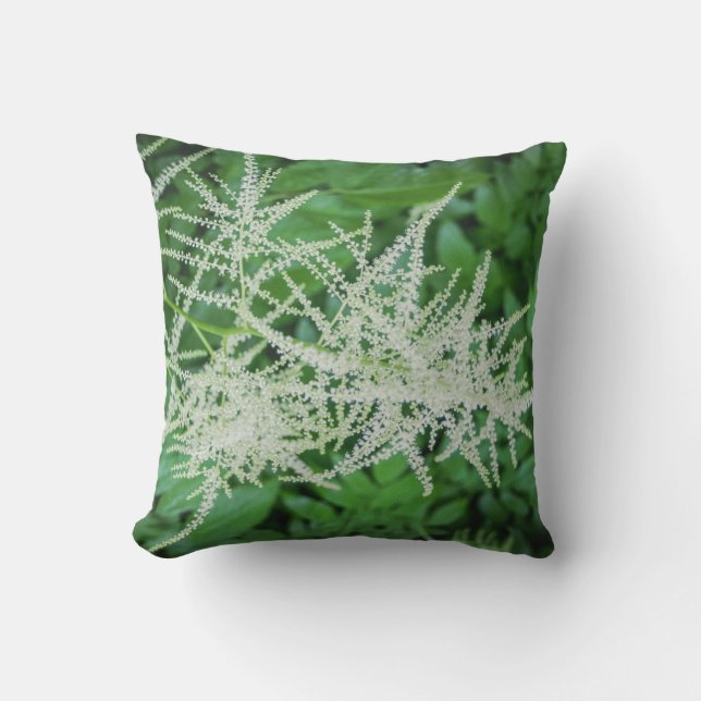 夏の緑と白の植物 アウトドアクッション (正面)