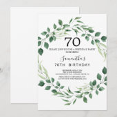 夏の緑のダイヤモンドの花輪 70歳の誕生日 招待状 (正面/裏面)