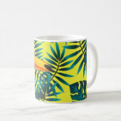 夏の緑のトロピカルトゥーカンジャングルの葉 コーヒーマグカップ (正面右)