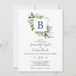 夏の緑のモノグラム結婚ズ 招待状