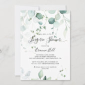夏の緑のユーカリのブライダルランジェリーシャワー 招待状 (正面)