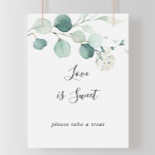 夏の緑のユーカリの葉の愛は甘いサインである ポスター