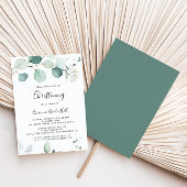 夏の緑のユーカリの葉の洗礼 招待状