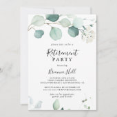 夏の緑のユーカリの葉の退職パーティー 招待状 (正面)