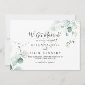 夏の緑のユーカリの葉の駆け落ち 案内状 (正面)