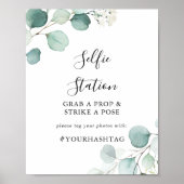 夏の緑のユーカリセルフィーステーションサイン ポスター (正面)