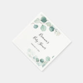 夏の緑のユーカリ葉の赤ちゃんシャワー スタンダードカクテルナプキン (角)