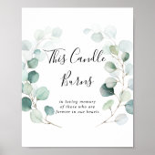 夏の緑のユーカリ このキャンドルが燃えるサイン ポスター (正面)