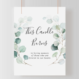 夏の緑のユーカリ　このキャンドルが燃えるサイン ポスター