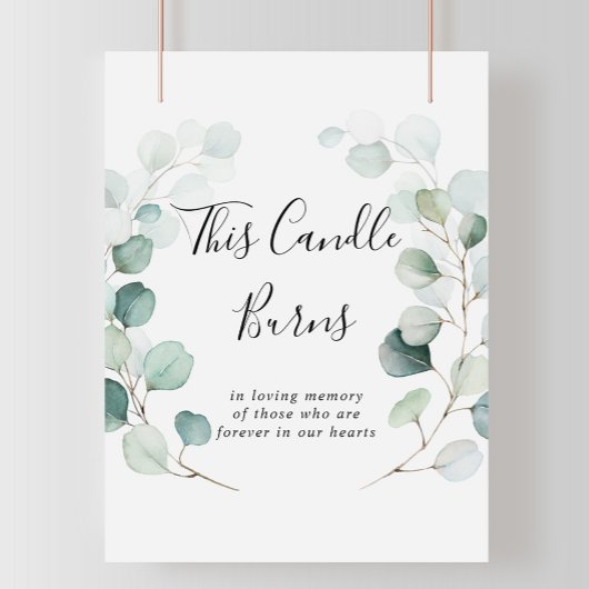夏の緑のユーカリ このキャンドルが燃えるサイン ポスター