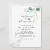 夏の緑のユーカリ 50周年結婚記念日 招待状 (正面)