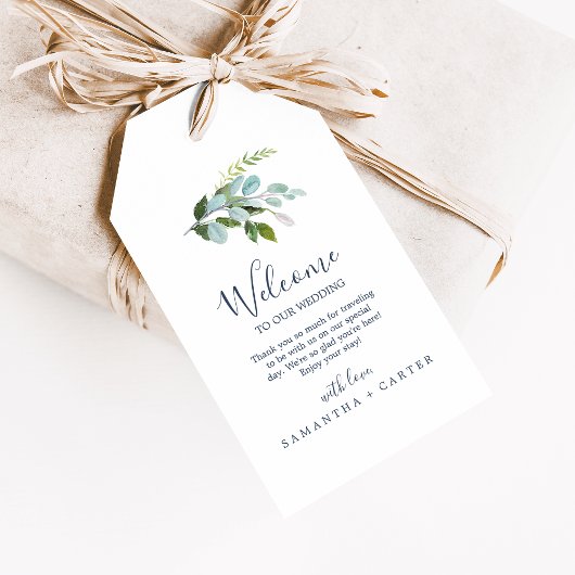 夏の緑の両面結婚歓迎 ギフトタグ