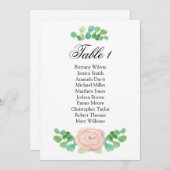 夏の緑の座席表。結婚式のテーブルプラン 招待状 (正面/裏面)