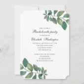 夏の緑の庭。ウッドランドバチェロレッテ 招待状 (正面)