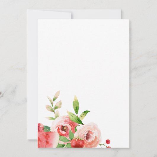 夏の緑の果実の赤ちゃんシャワー 招待状 (裏面)