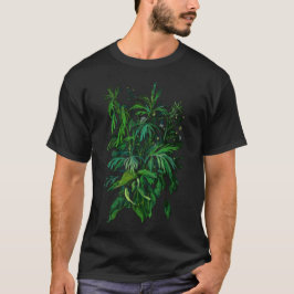 夏の緑の植物ハーブ野生の花グリーンアート Tシャツ