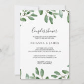 夏の緑の熱帯ユーカリのカップルのシャワー 招待状 (正面)