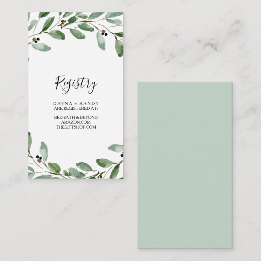 夏の緑の熱帯ユーカリのギフト登録 エンクロージャーカード (正面/裏面)