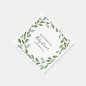 夏の緑の熱帯ユーカリの赤ちゃんシャワー スタンダードカクテルナプキン (角)