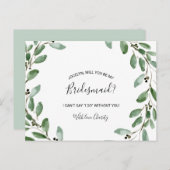 夏の緑の熱帯性ユーカリの花嫁 インビテーションポストカード (正面/裏面)