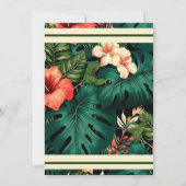 夏の緑の熱帯花の日付を保存 招待状 (裏面)