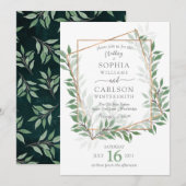 夏の緑の素朴な枠 招待状 (正面/裏面)