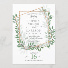 夏の緑の素朴な枠 招待状