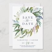 夏の緑の Save the Date カード (正面)