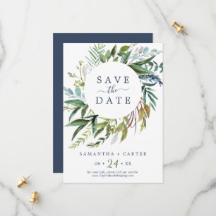 夏の緑のSave the Dateカード セーブザデート