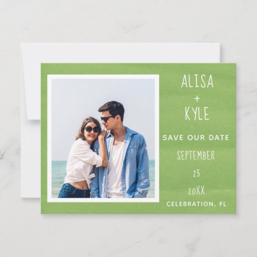 夏の緑モダンの写真日付の保存 (正面)