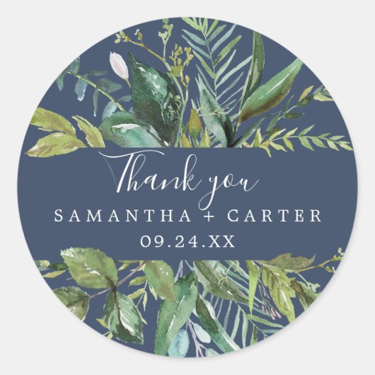 夏の緑 |ネイビーお気に入りステッカー ラウンドシール (正面)