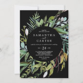 夏の緑 |ブラックカジュアル結婚式招待状 招待状 (正面)