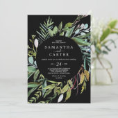 夏の緑 |ブラックカジュアル結婚式招待状 招待状 (スタンド正面)