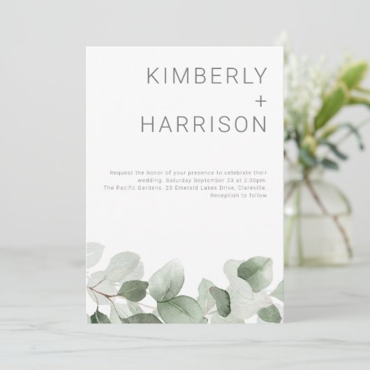 夏の緑:モダンセージ離れグリー結婚ズ 招待状 (スタンド正面)