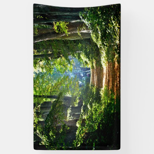 夏の美しい林道 横断幕 (縦)