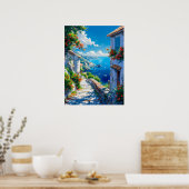 夏の美しい海岸村 ポスター (キッチン)