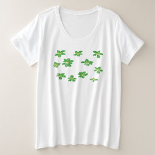 夏の美しい緑の花 プラスサイズTシャツ