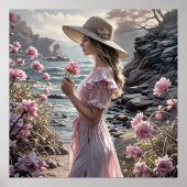 夏の美女のロマンチックなアートポスター ポスター (正面)