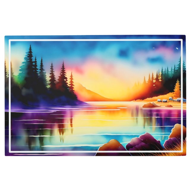 夏の背景とサンセットヤシの木–56790 メタルプリント (正面)