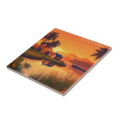 夏の背景（日の入ったヤシの木） タイル (側面)